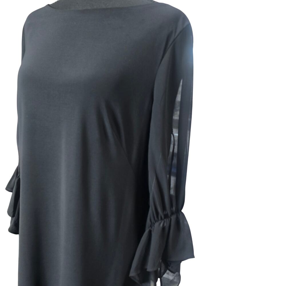 Ralph Lauren Black Sheer Bell Sleeve Dress Sz 12 - Picture 3 of 8